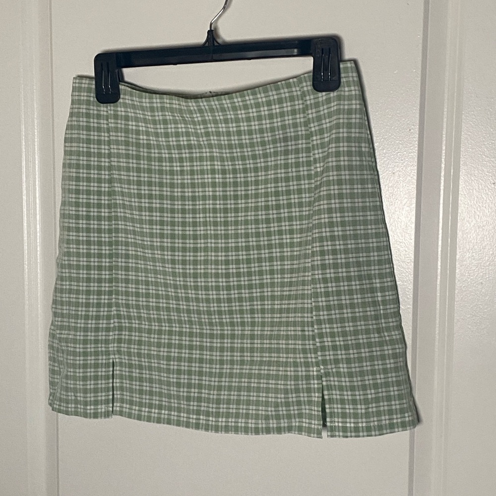 SHEIN Green Checkered Mini Skirt